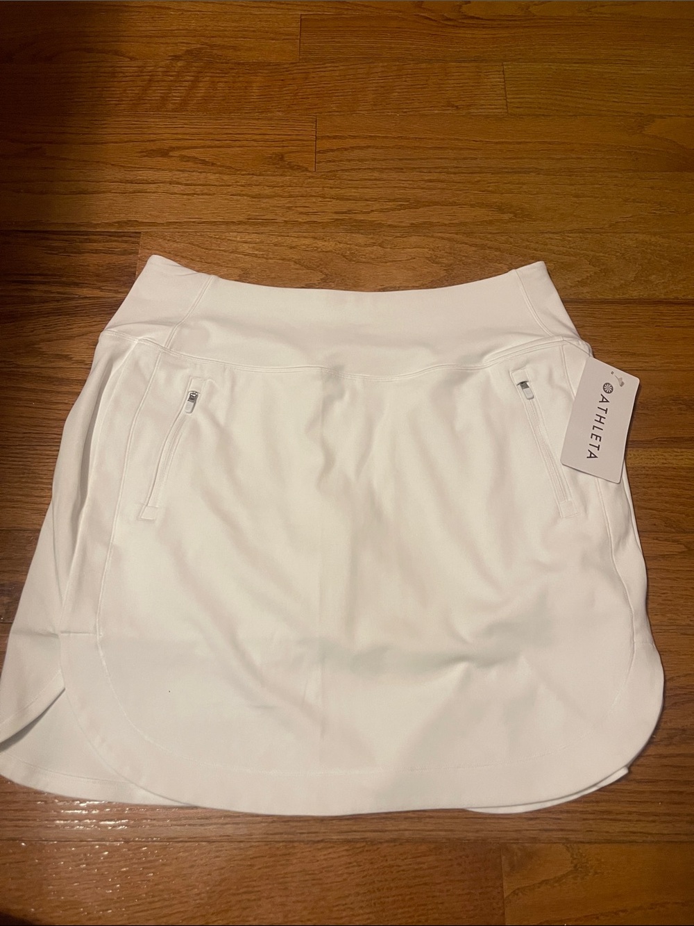 Athleta White Performance Tennis Skort with Zip Pockets